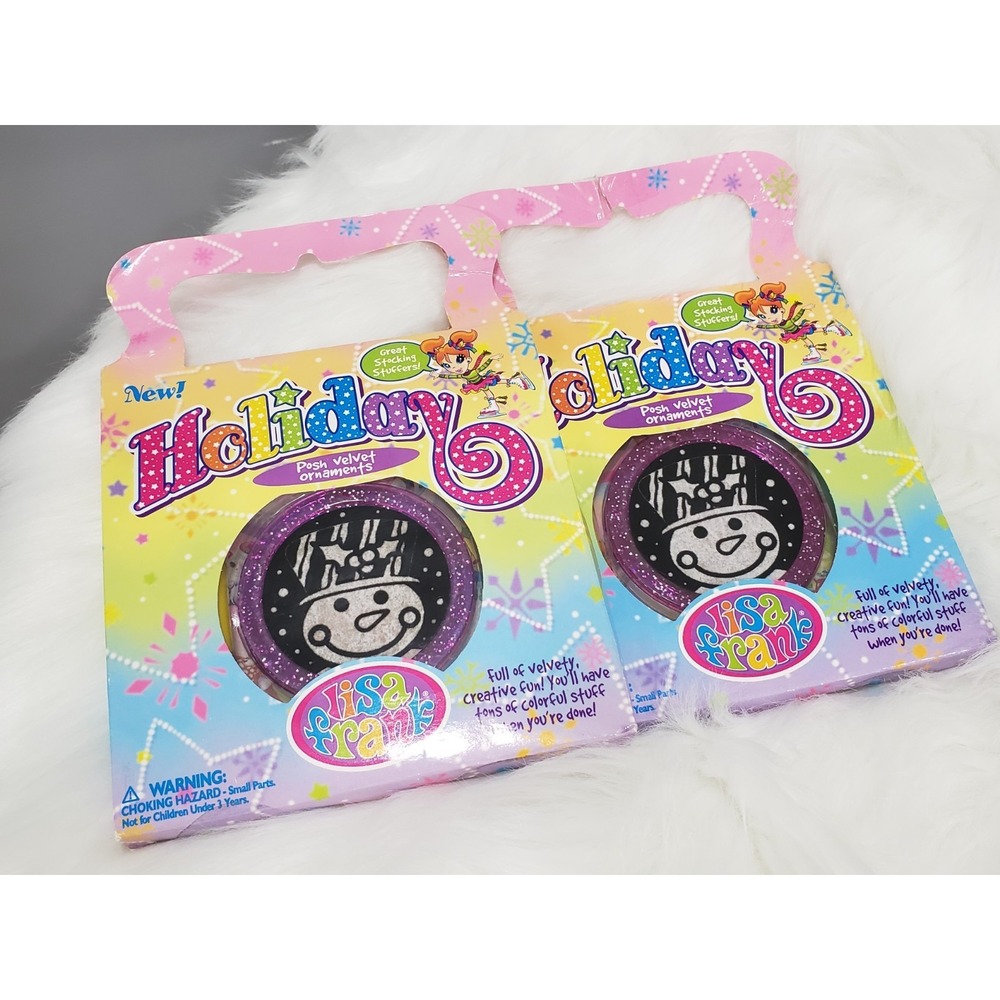 Lot 2 New Vintage Lisa Frank Holiday Posh Velvet Ornament Stickers Christmas